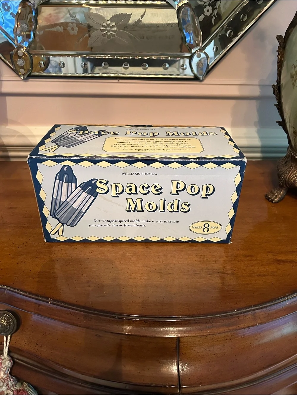 Williams-Sonoma Blue and Cream Space Pop Molds Box